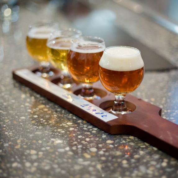 A beer flight from New District Brewing Co.